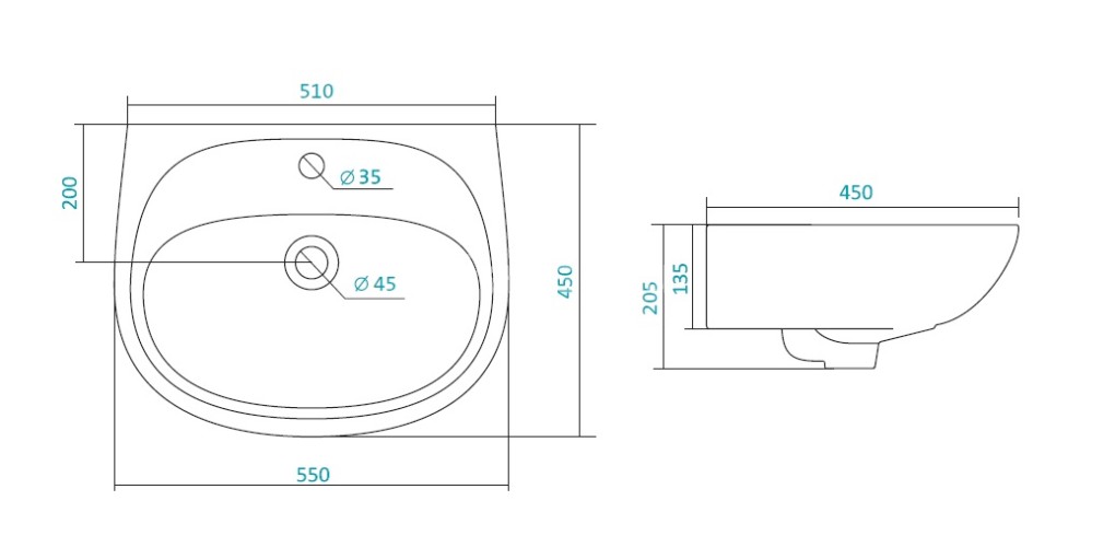 Раковина Santek "Анимо -55", белая, (1.WH11.0.502)
