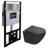Сет AZARIO инсталляция + Унитаз подвесной Gloria с быстросъемным сиденьем микролифт, черный матовый 