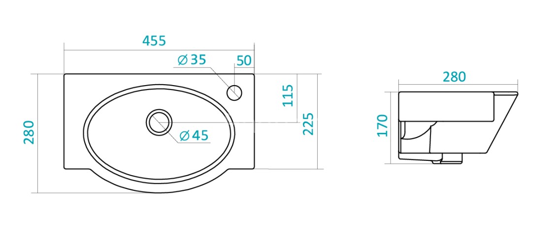 Раковина Santek "Форум-45", белая (1.WH11.0.545)