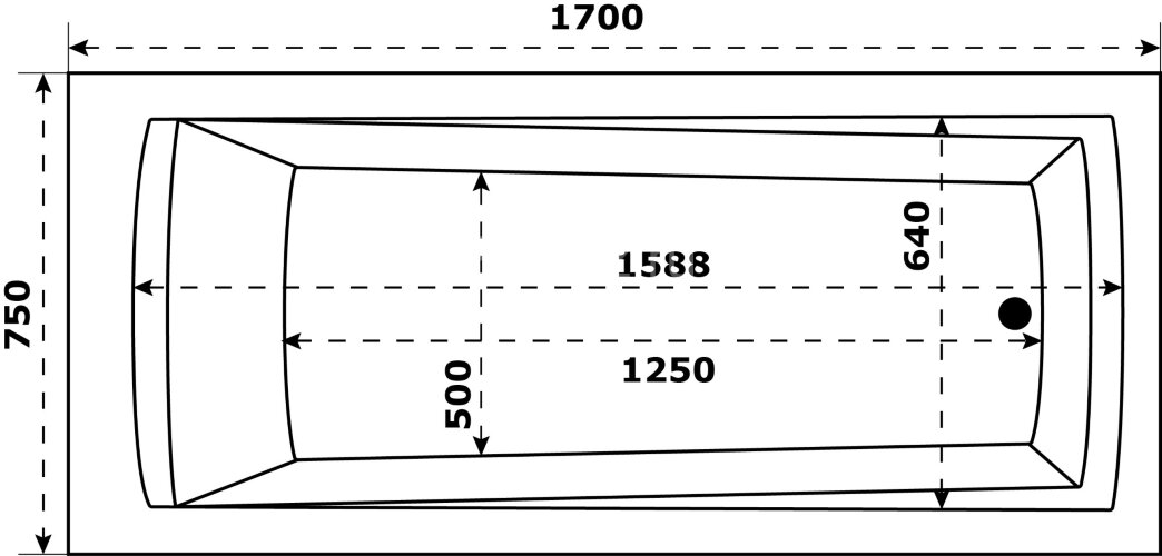 Ванна акриловая Azario Бали 170х75