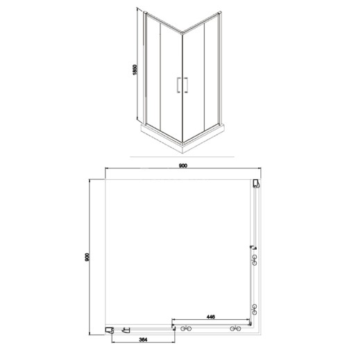 Душевое ограждение Azario GREENWOOD 900х900х1850, БЕЗ ПОДДОНА, прозрачное стекло 6 мм, цвет профиля серебро (AZ-NNE1142 900)