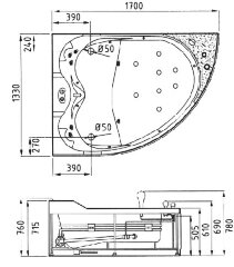 Акриловая ванна Gemy G9086 O L