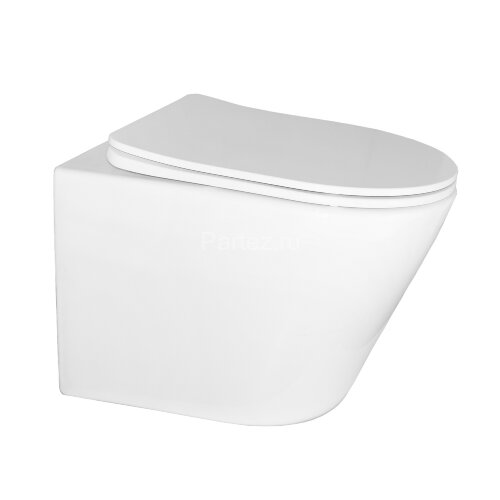 Унитаз подвесной Azario Teramo 480х365х360 безободковый, в комплекте с сидением микролифт, белый (AZ