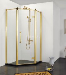 Душевое ограждение Azario ONTARIO 900х900х2000, без поддона, прозрачное стекло 8 мм, цвет профиля золото (AZ-NBB3231 900 GOLD)