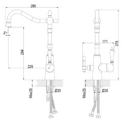Смеситель Rossinka Z35-33 для кухни с подключением к фильтру с питьевой водой