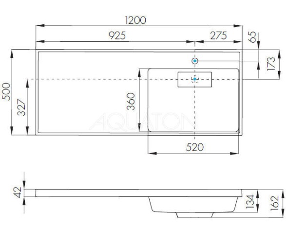 Раковина - столешнца AQUATON Лондри 1200 белая, правая (1A72243KLH010)