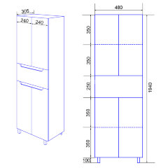 Пенал Loranto Палермо 480х305х1940 напольный, белый (CS00090467)