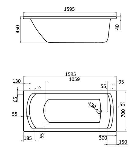 Ванна акриловая Santek Монако прямоугольная 160х70, белая
