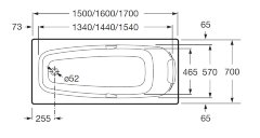 Ванна акриловая Roca SURESTE прямоугольная 170х70