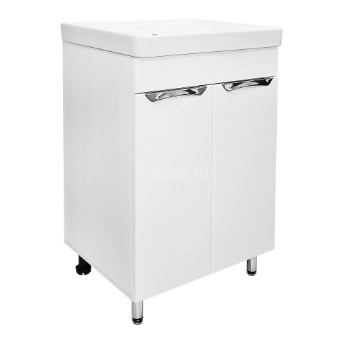 Комплект тумба Стиль- 50Н 510х425х860 напольная, с раковиной Monte 50, белый гланцевый (CS00091223)