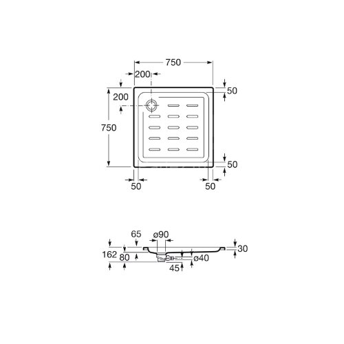 Поддон душевой Roca EASY 75х75