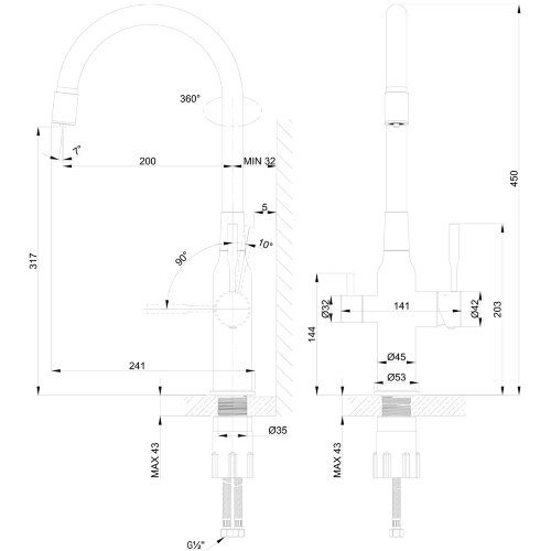 Смеситель Lemark Expert LM5083BL-Black для кухни c гибким изливом, с подключением к фильтру с питьев