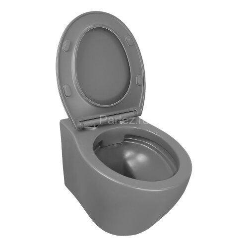 Унитаз подвесной Azario Keras 370х520х360 безободковый, с быстросъемным сиденьем микролифт, серый ма