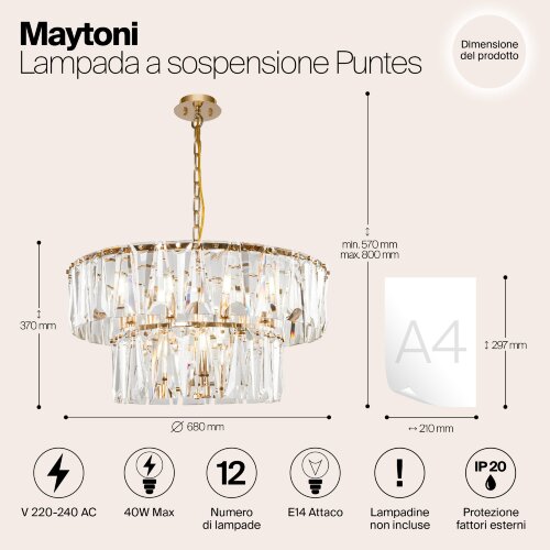 Подвесная люстра Maytoni MOD043PL-12G