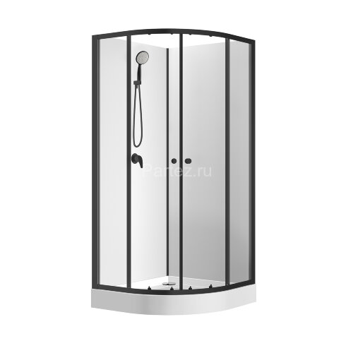 Душевая кабина Loranto NEO 90x90x(190+15) с низким поддоном 15см, прозрачное закаленное стекло 5 мм, профиль черный-матовый (CS-21800)