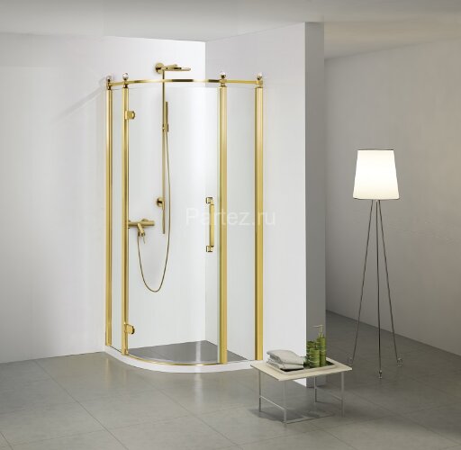 Душевое ограждение Azario ONTARIO 900х900х2000 L без поддона, прозрачное стекло 8 мм, цвет профиля золото (AZ-NBB2231-L 900 GOLD)