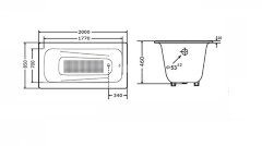 Ванна чугунная Goldman Maxima 200х85х46, с ножками и ручками
