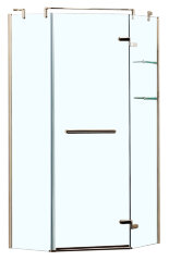 Душевое ограждение Azario MONTREAL 1000х1000х2000 R, со стеклянной полкой, без поддона, прозрачное стекло 8 мм,цвет профиля золото (AZ-NWG3231 1000 R)
