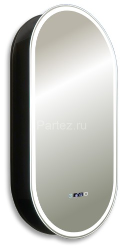 Зеркало-шкаф AZARIO Soho Black 500х1000 - 3.1 ЖК-часы, подогрев, сенсорный выключатель с функцией ди
