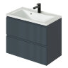 Комплект тумба Итана Kate 80 (987х438х640) подвесная, с раковиной Milena 80, антрацит (CS00090007)
