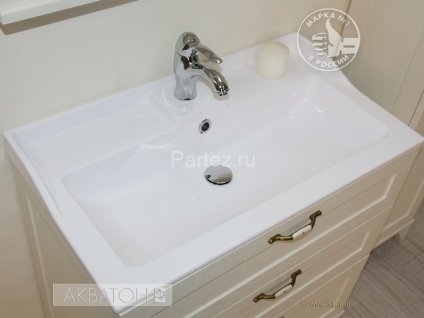 Тумба под раковину AQUATON Леон 80 Н напольная, дуб белый (1A187801LBPS0)