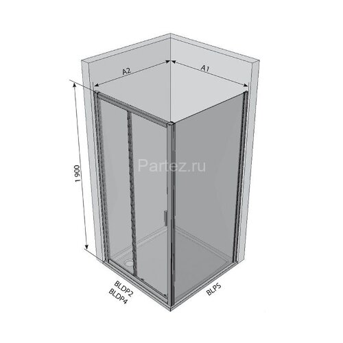 Неподвижная душевая стенка Ravak BLPS-90, профиль хром, стекло прозрачное