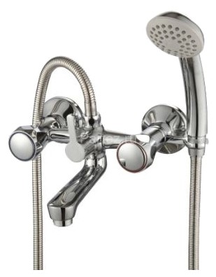 Смеситель для ванны с коротким изливом с держателем на теле, хром