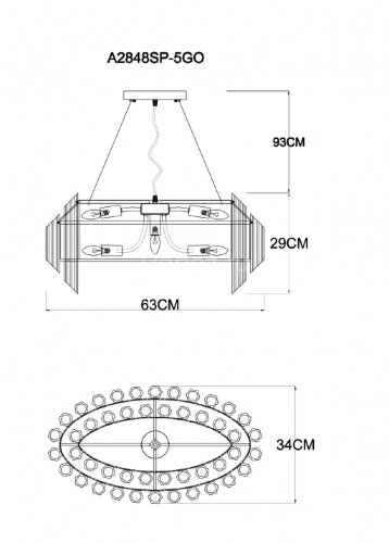 Подвесная люстра Arte Lamp A2848SP-5GO