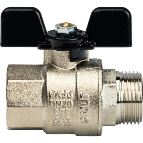 Кран шаровой полнопроходной ВР/НР бабочка 3/4" Stout