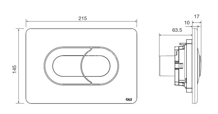 Кнопка смыва двойная Oli SALINA пневматическая, двойная, пластик, хром глянцевый (CG12000011296)