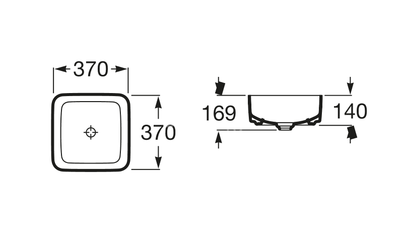Раковина Roca INSPIRA SQUARE 370х370х140 мм, белая (7.3275.3.200.0)