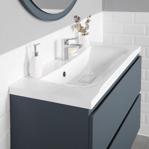 Комплект тумба Итана Kate 100 (987х438х640) подвесная, с раковиной Milena 100, антрацит (CS00090008)