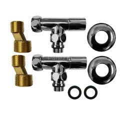 Соединение угловое с круглым вентилем для полотенцесушителей Azario гайка-штуцер 3/4&quot;х1/2&quot;, хром (46