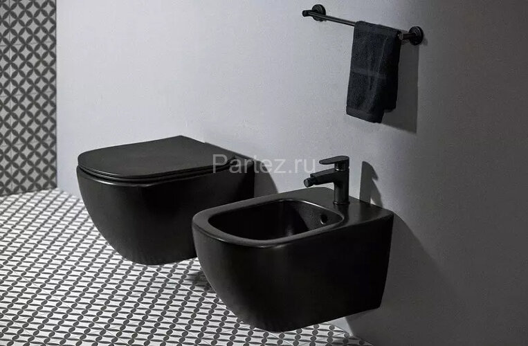 Промо-комплект TESI silk black инсталляция с унитазом и сиденьем с микролифтом + кнопка смыва в пода