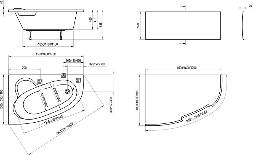 Ванна акриловая Ravak ASYMMETRIC 170x110 левая белая