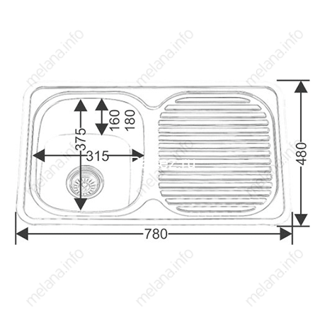 Мойка 7848 U MELANA 0,8/180 врезная прямоугольная с сифоном (123 t *10)