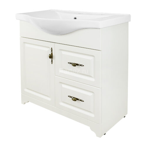 Комплект тумба Loranto Janet 80 800х455х840 напольная, с раковиной Basic 80 ольха (CS00089897)