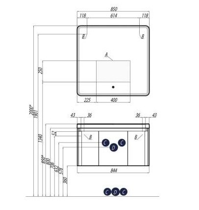 Тумба под раковину AQUATON Шерилл 85 подвесная, белая (1A208801SH010)