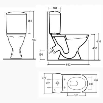 Унитаз-компакт КЕРАМИН Капри мягкое сиденье Инкоэр однорежимн белый с1 (CS00077198)