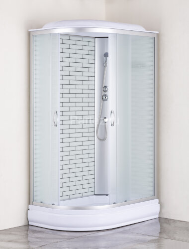 Душевая кабина Loranto 120х80х215 поддон 20 см, белый кирпичный узор, стекло 4 мм, профиль хром (CS-66120-20R FW 120)