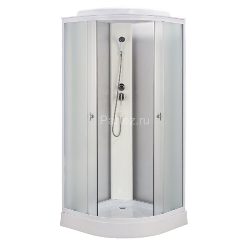 Душевая кабина Loranto 90x90x215 поддон 13 см, 4 мм матовое стекло, профиль и задняя стенка белого цвета (CS-981ТМ/W)