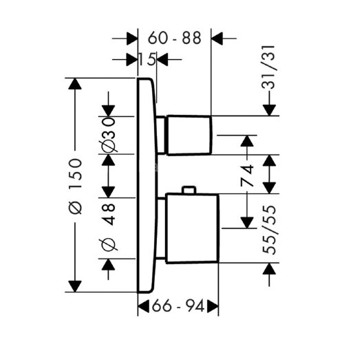 31572000 XX Metris Термостат с запорным вентилем Ecostat E, СМ АКЦ!!!
