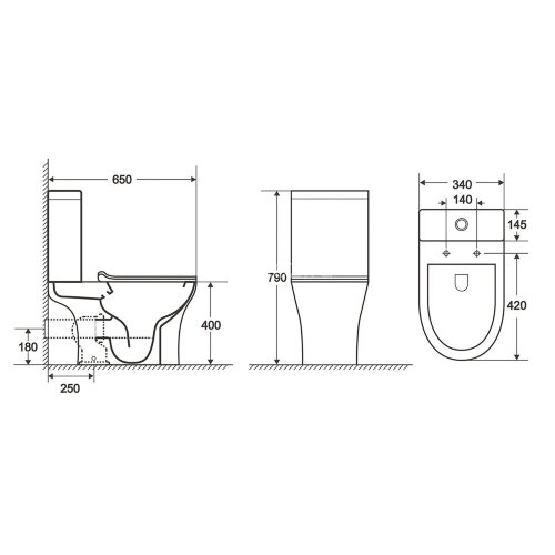 Унитаз-компакт AZARIO FRETTA ROUND 650x340x790 напольный, безободковый в комплекте с бачком и сиденьем микролифт (AZ-7121)