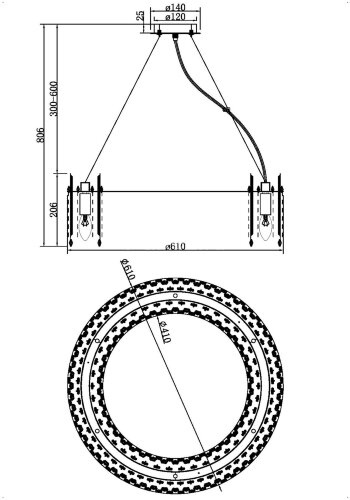 Подвесная люстра Maytoni MOD036PL-12N