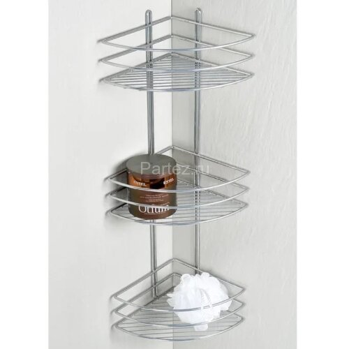 Полка корзина Fixsen угловая, трехэтажная, хром (FX-710-3)