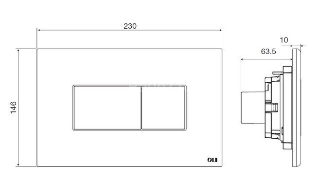 Кнопка смыва Oli KARISMA пневматическая, двойная, пластик, хром глянцевый (CG27000011629)