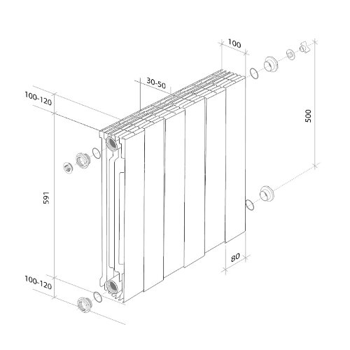 Радиатор Royal Thermo PianoForte 500 /Silver Satin - 8 секц. VDR