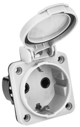 Розетка панельная MAGNUM 2P+PE 16А IP54 РП13-3 с защ. крышкой с заземл. сер. IEK PSN71-016-3-2-54-K0