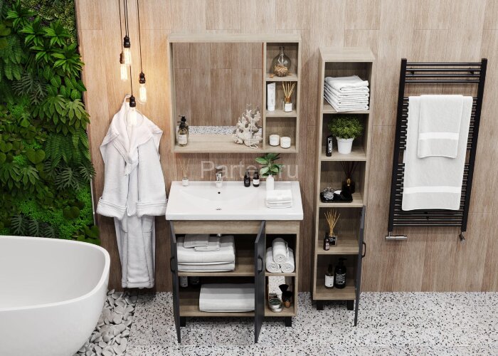 Тумба напольная Onika Тимбер 80.10 серый мат./дуб сонома (108046)