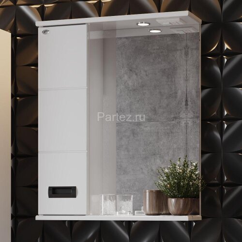 Зеркало-шкаф Onika Балтика Black 58.01 LED-светильник, левосторонний, белый (205848)